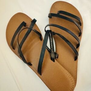 Time and Tru Black and Brown Sandals Minimalist Design